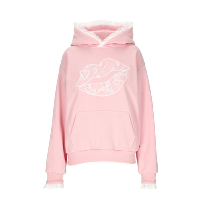 Glittsy Lace Hoodie Pink