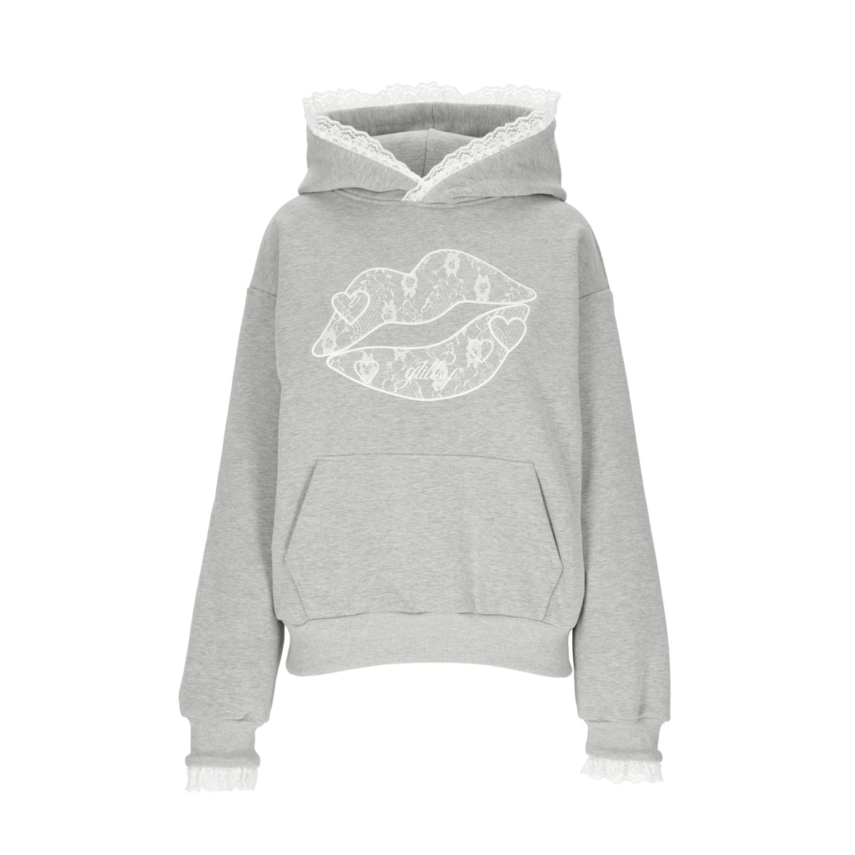 Glittsy Lace Hoodie Gray