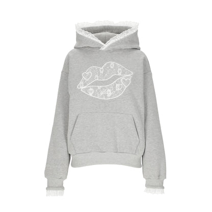 Glittsy Lace Hoodie Gray