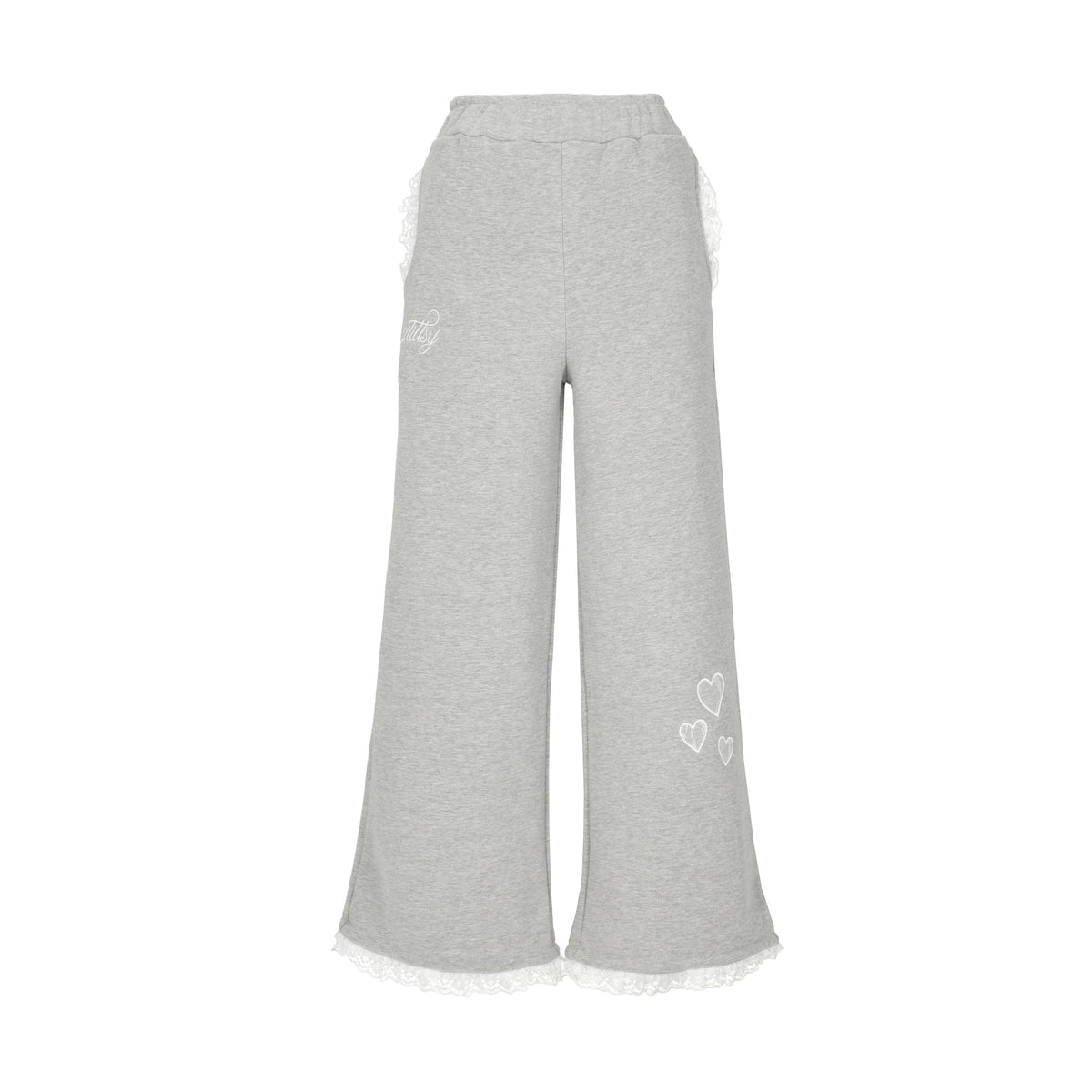 Glittsy Lace Sweatpants Gray