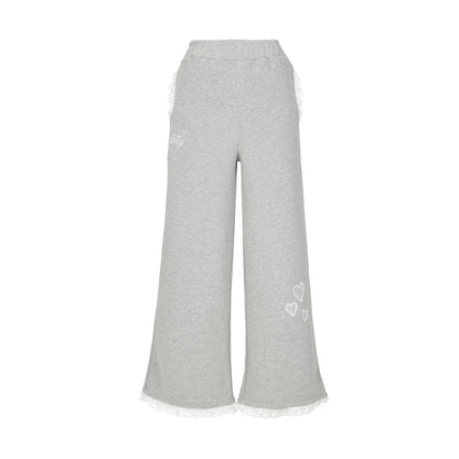 Glittsy Lace Sweatpants Gray