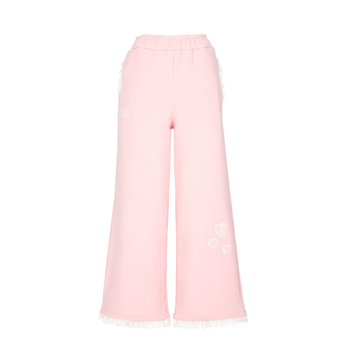 Glittsy Lace Sweatpants Pink