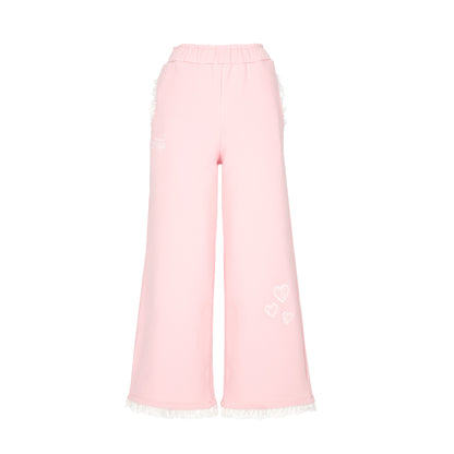 Glittsy Lace Sweatpants Pink