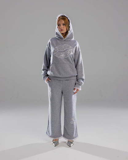 Glittsy Lace Sweatpants Gray